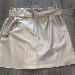 Marc New York Metallic Light Pink Faux Leather Skirt NWT
